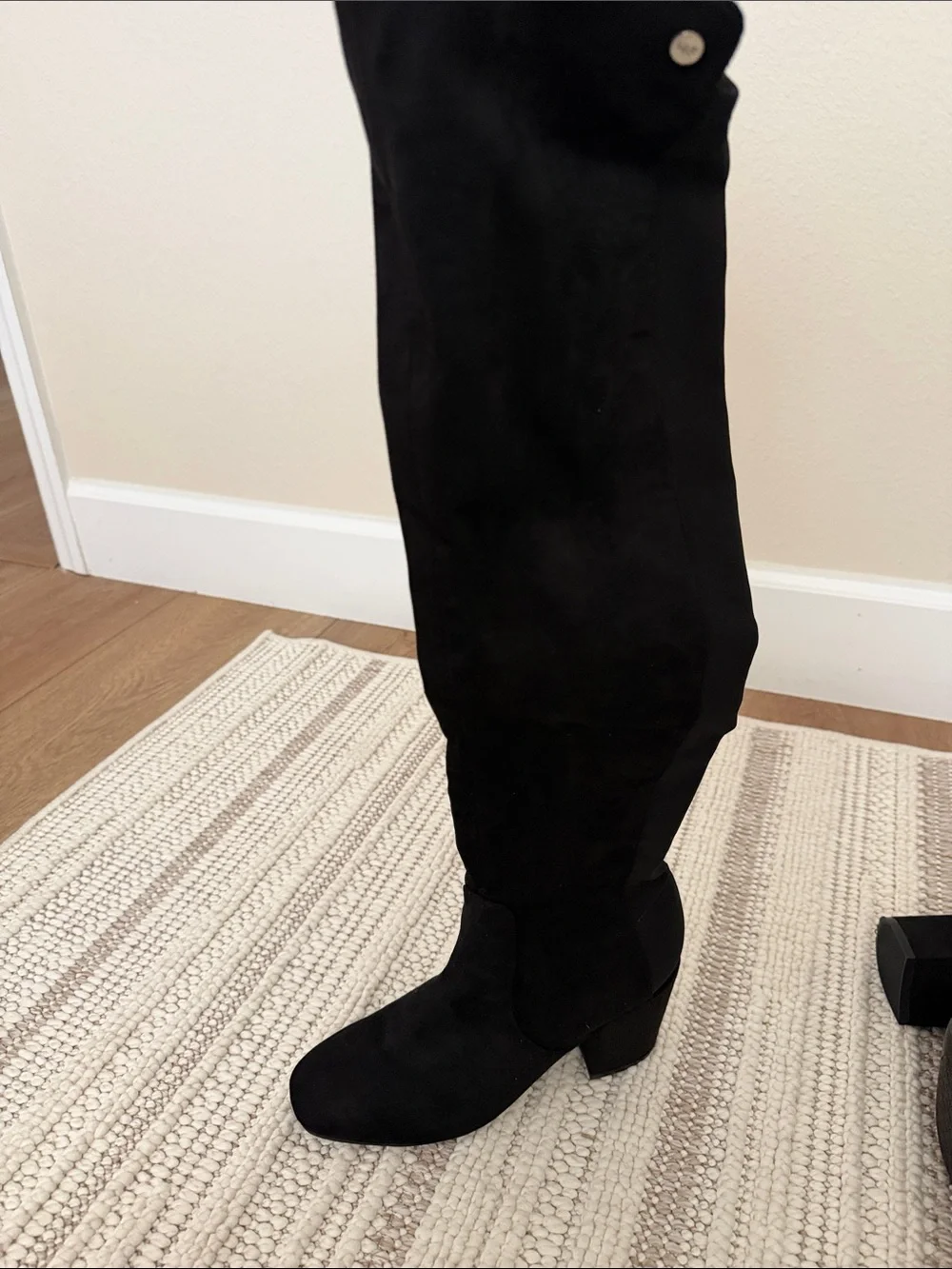 Marc Fisher Black Over-the-Knee Block Heel Boots